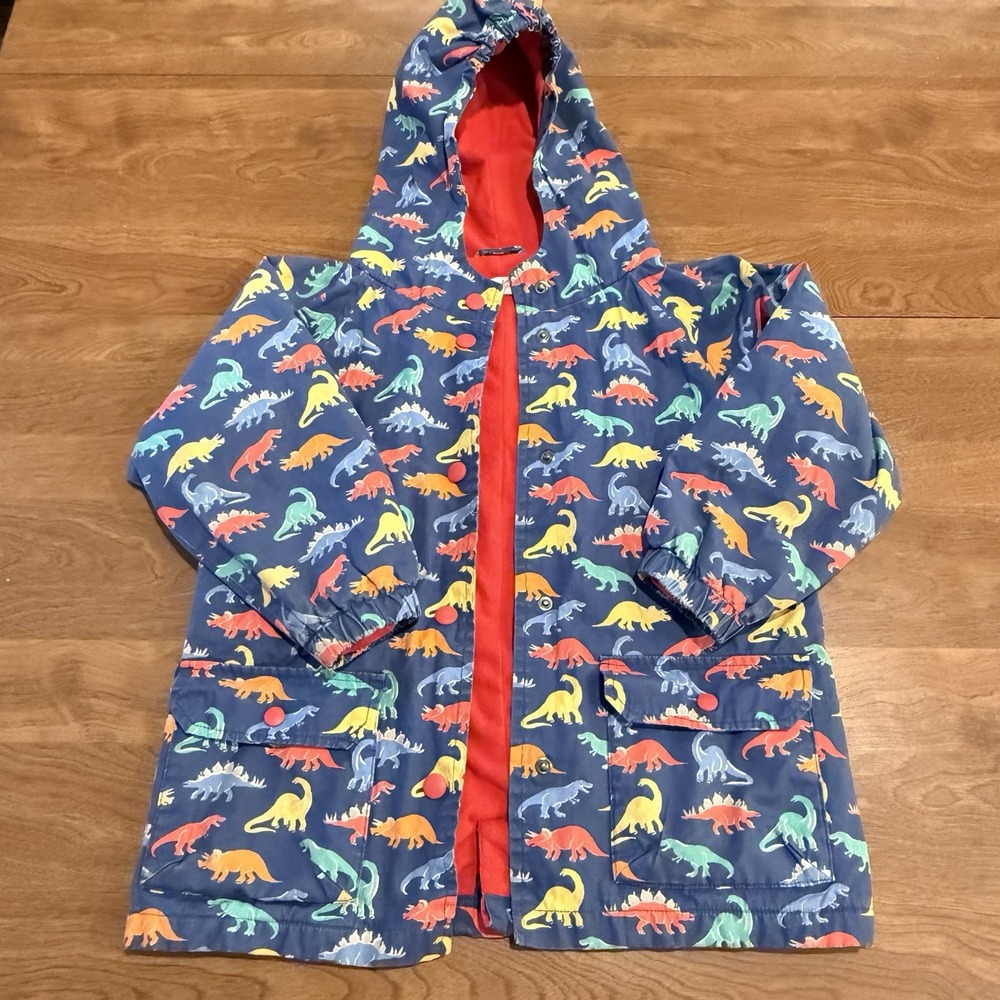 Cath Kids Rain Coat Boys 5-6 Years Hooded Jacket Multicolor Dinosaurs Outdoor